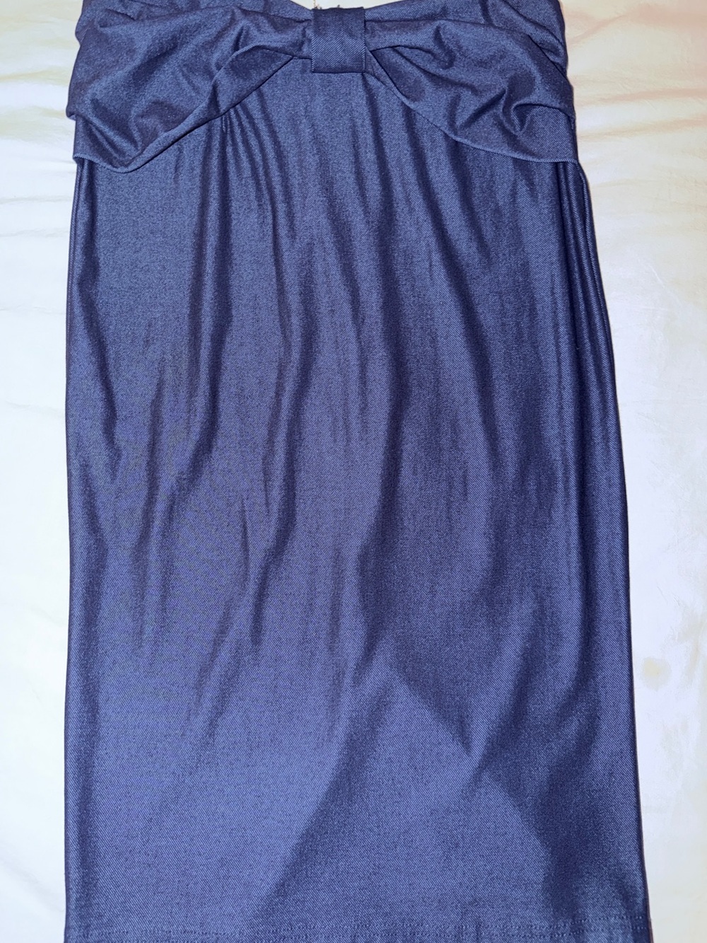 Fashion Nova Navy Blue Strapless Pencil Skirt with Bow